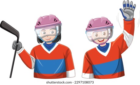 Puberty Girls in a Hockey Outfit illustration