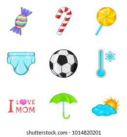 Puberty icons set. Cartoon set of 9 puberty vector icons for web isolated on white background