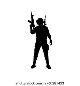 Pubg character silhouette vector flat illustration design.