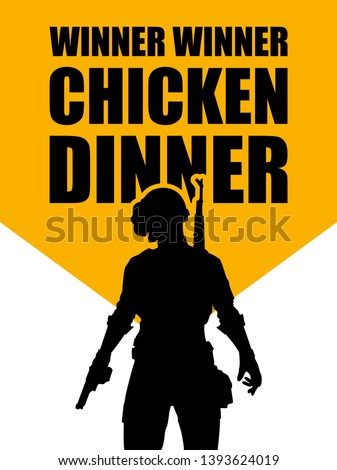 pubg game. silhouette of a soldier, player. in uniform. vector illustration logo. logo winner winner chicken dinner.