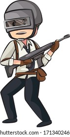 PUBG Man, Player Battle Ground Mobile Game Character Vector Illustration