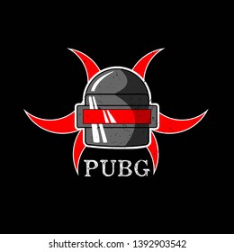 PUBG - PlayerUnknowns Battlegrounds Game. Vector helmet from Playerunknown's Battleground. Cartoon illustration