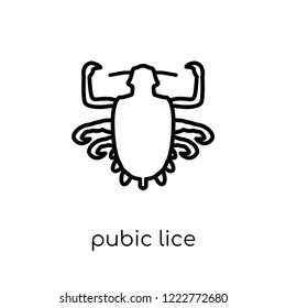 Pubic lice icon. Trendy modern flat linear vector Pubic lice icon on white background from thin line Diseases collection, editable outline stroke vector illustration