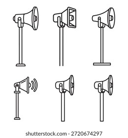 Public Address System Loudspeaker Icon Set, Vector Illustration of Megaphones