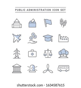 PUBLIC ADMINISTRATION LINE ICON SET	