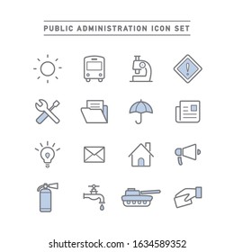 PUBLIC ADMINISTRATION LINE ICON SET	