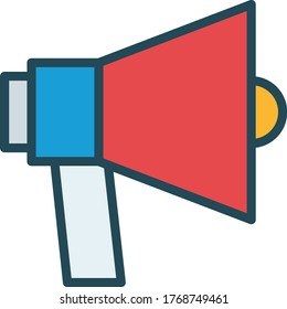 Public Announcement Speaker Concept, Portable Megaphone Loud Hailer Design, Microphone Bullhorn Siren Vector Color Icon, Business and Finance Symbol on white background
