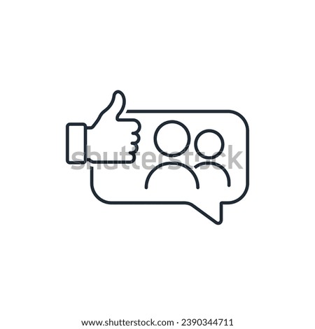 Public approval of actions.  Vector linear illustration icon isolated on white background.
