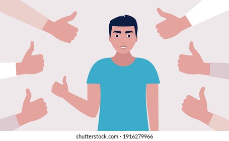 Public Approval Concept Young Man Surrounded Stock Vector (Royalty Free ...