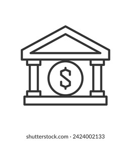 public bank building outline icon pixel perfect for website or mobile app