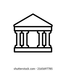 Public Bank Building, University Or Museum, Classic Greek Architecture Thin Line Icon. Linear Vector Illustration. Pictogram Isolated On White Backgroundfog