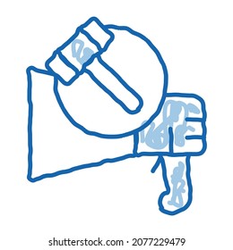 vector de icono de esbozo de negociación pública. Cartel de la negociación pública de la línea de doodle azul dibujado a mano. ilustración de símbolo aislado