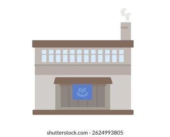 Public bath building illustration material