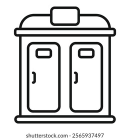 Public bio toilet cabin icon showing an outdoor portable bathroom for events