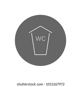 Public biotoilet WC cabin sign in circle. Vector icon.