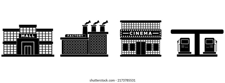public building icon set, public building vector set sign symbol