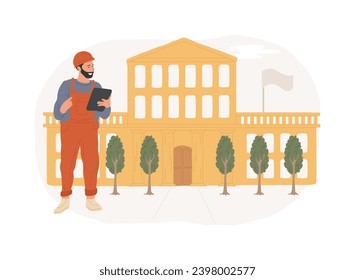 Public building isolated concept vector illustration. Government building, school library, shopping business center, modern design, post office, hospital, architectural fragment vector concept.