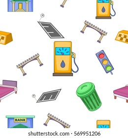 Public building pattern. Cartoon illustration of public building vector pattern for web