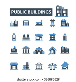 public buildings, houses icons