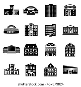 Public buildings icons set in simple style. Urban building set collection vector illustration