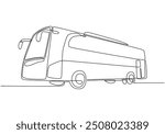 Public Bus Continuous Line Drawing. Minimalist sketch of a bus in a single line style for transportation.