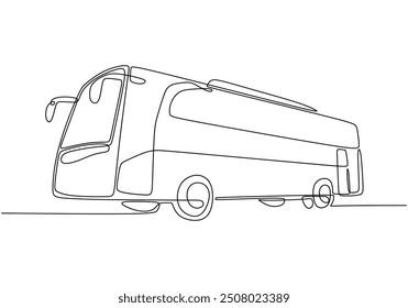 Public Bus Continuous Line Drawing. Minimalist sketch of a bus in a single line style for transportation.