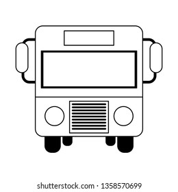 Public bus frontview symbol in black and white