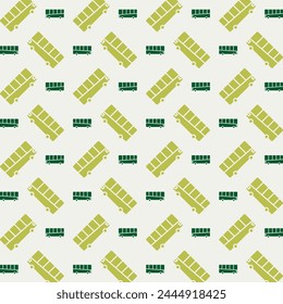 Public bus rare trendy multicolor repeating pattern vector illustration green design