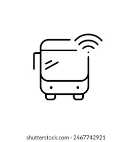 Public bus and wifi symbol. Smart transport, wireless transit internet access. Digital technology, urban mobility vector