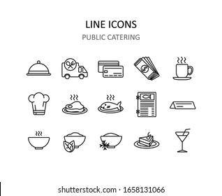 Iconos de restauración pública. Símbolos de restaurante para aplicaciones o sitios web. Vector