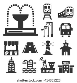 public city icon set