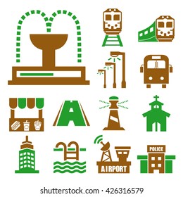 public city icon set