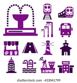 public city icon set