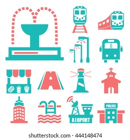 public city icon set