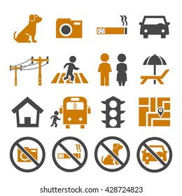 Public City Sign Icon Set