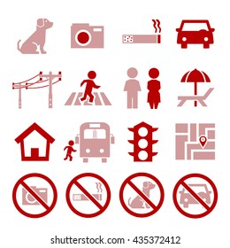 public city sign icon set