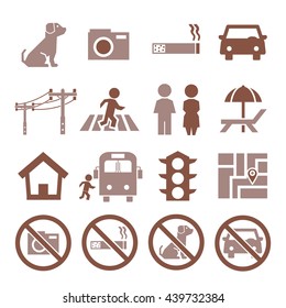 public city sign icon set