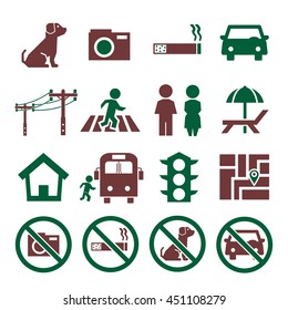 public city sign icon set