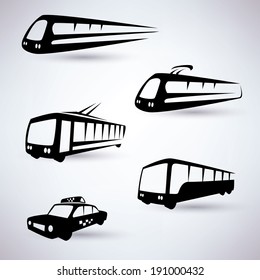 public city transport vector icons set