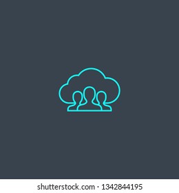 public cloud concept blue line icon. Simple thin element on dark background. public cloud concept outline symbol design. Can be used for web and mobile UI/UX