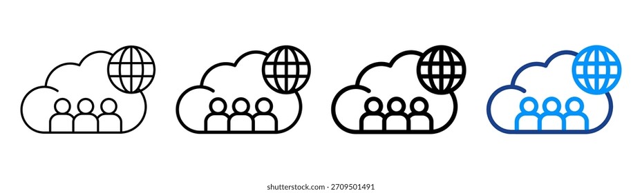 Conjunto de Colección de contorno diferente de ícono de nube pública