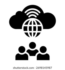 Public Cloud Icon Glyph Style Vector Illustration