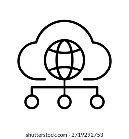 Icono de la nube pública con el símbolo de la red, icono del Vector, ilustración aislada.
