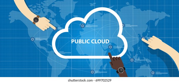 public cloud within a company icon of global data store hand managing 