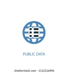 Public data concept 2 colored icon. Simple blue element illustration. Public data concept symbol design from big data set. Can be used for web and mobile UI/UX