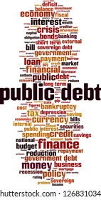 Public debt word cloud concept. Vector illustration