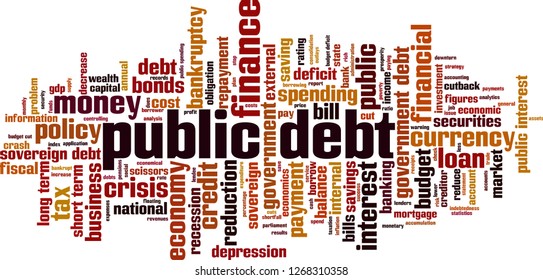 Public debt word cloud concept. Vector illustration