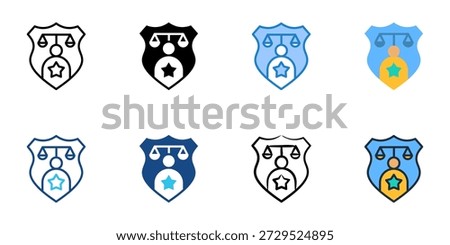Public Defender icons set multiple style collection. Editable stroke 
