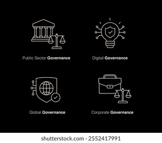 Iconos de gobernanza pública, digital, global y Corporativa