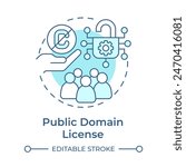 Public domain license soft blue concept icon. Open source software. Community organization. Round shape line illustration. Abstract idea. Graphic design. Easy to use in infographic, presentation